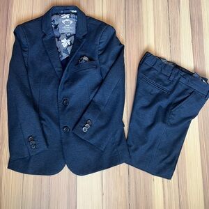 APPAMAN Kids Mod Slim Fit Navy Diamond Pattern Stretch Suit EUC sz 7